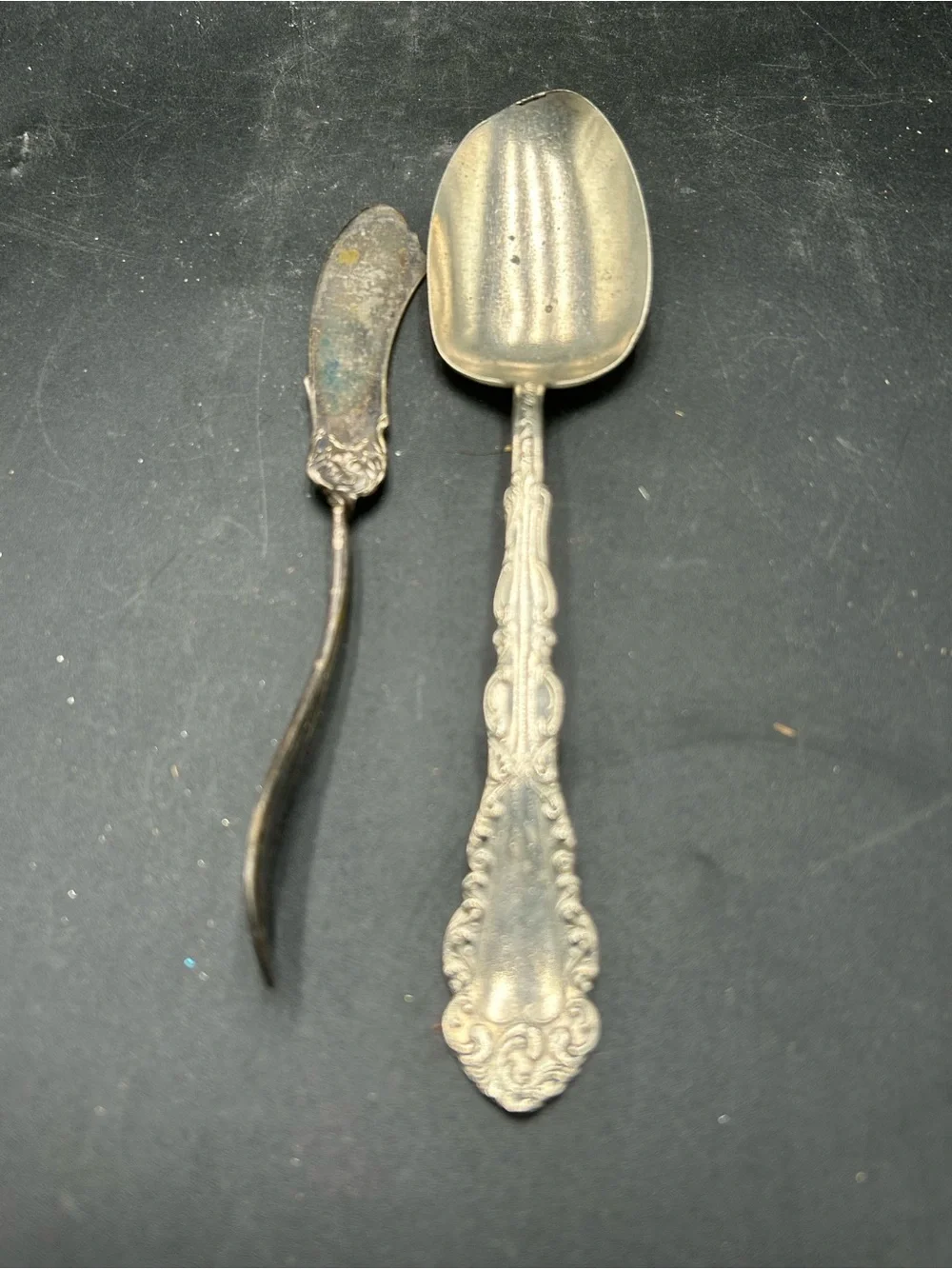 Ornate Silver plate Serving Spoon and butter Spreader